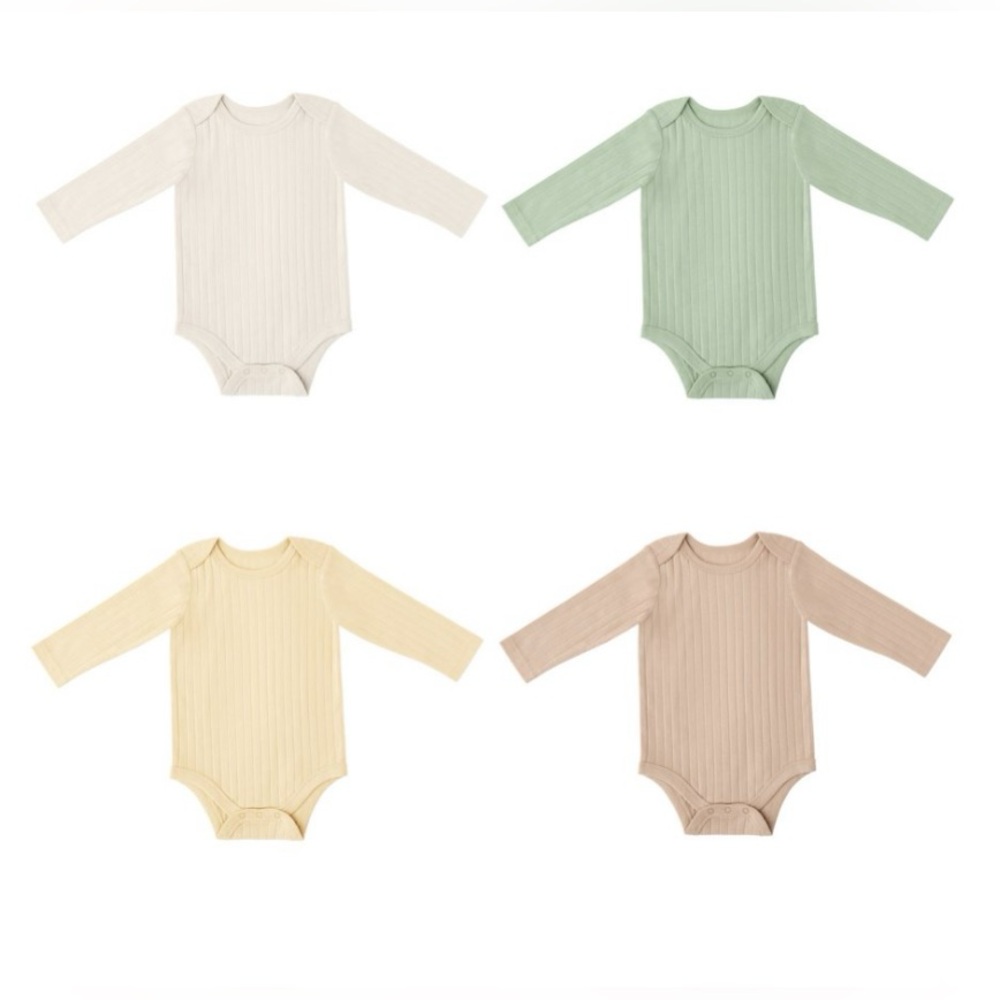 Gender Neutral 3 Month Baby Onesies 4 Package of Light Pastel Colored Bodysuits
